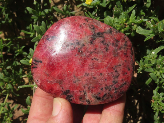 Polished natural Rhodonite stand