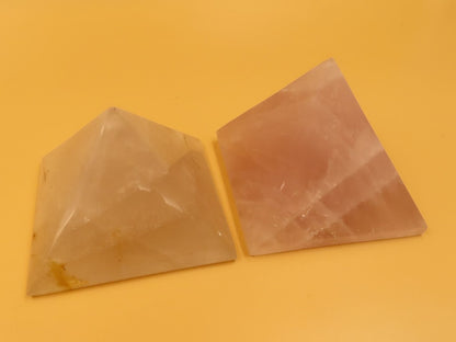 Polished Natural Rose Quartz Crystal Pyramid L