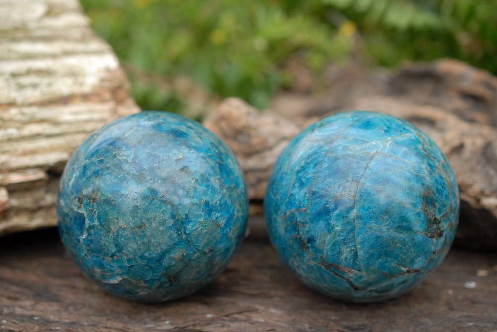 Stunning Polished Blue Apatite Spheres