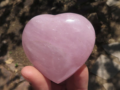 Polished natural Rose Quartz Heart