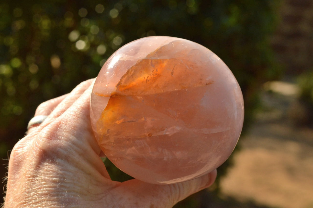 Polished Rose Quartz Mushroom Inclusions Golden Hematoid