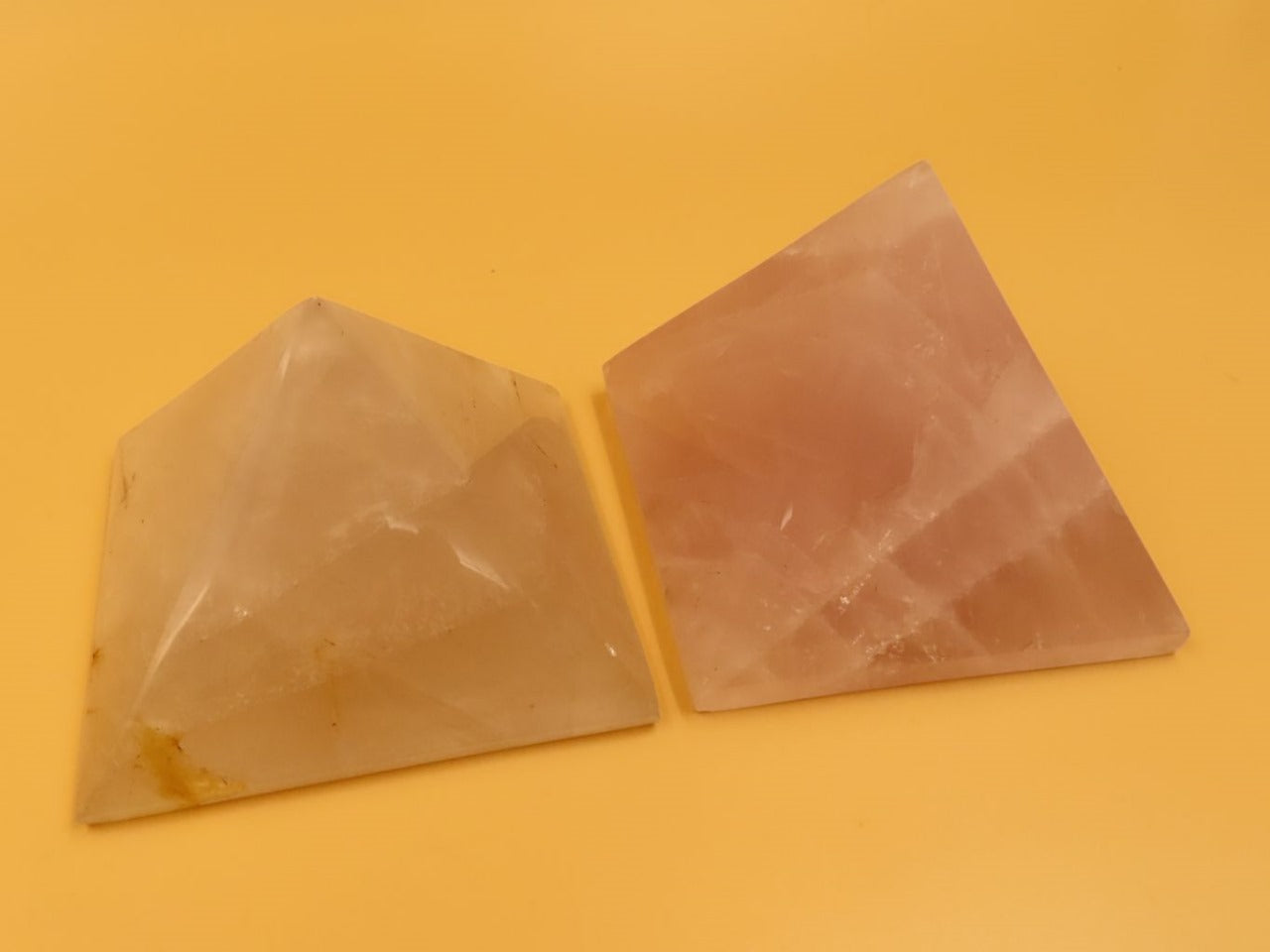 Polished Natural Rose Quartz Crystal Pyramid L