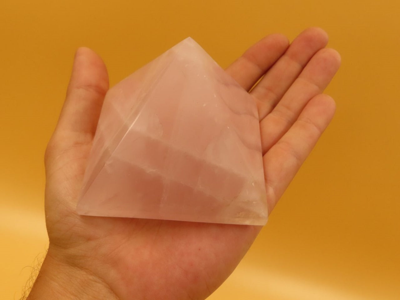 Polished Natural Rose Quartz Crystal Pyramid L