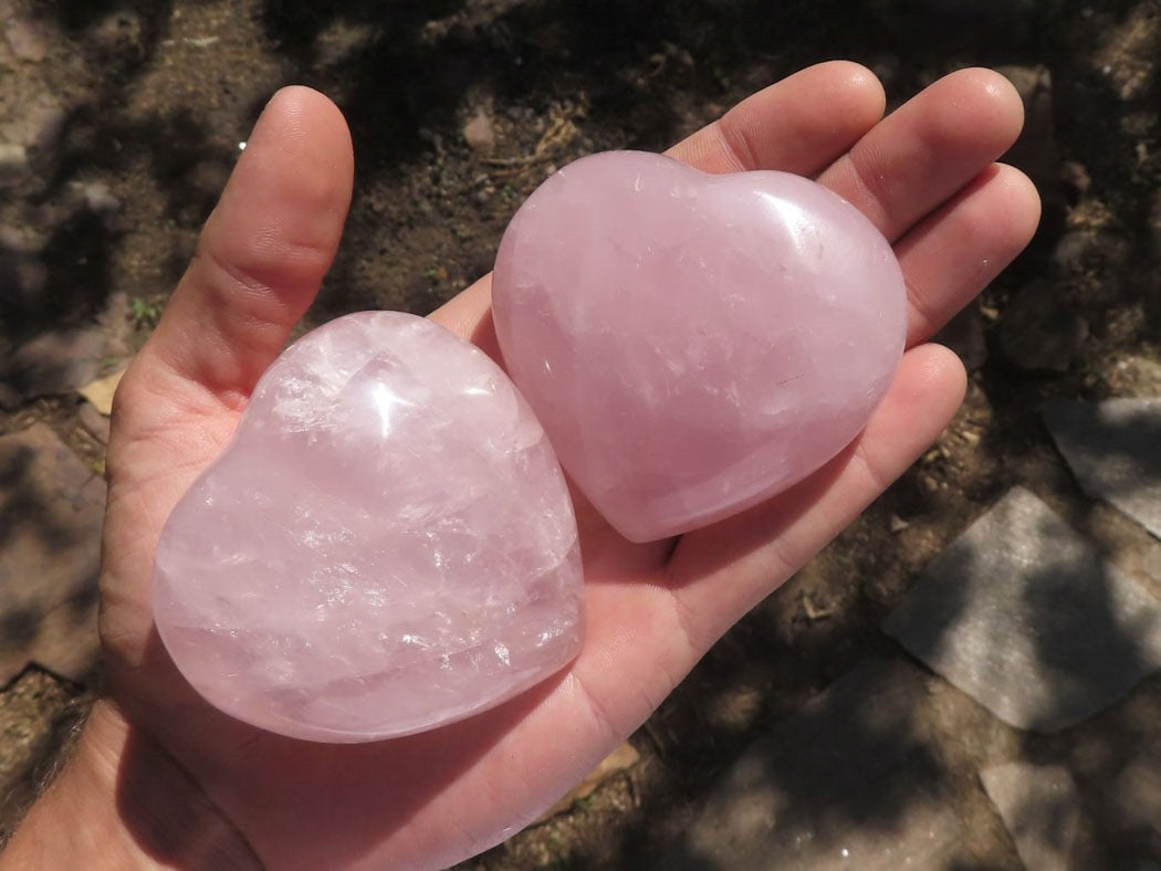 Polished natural Rose Quartz Heart